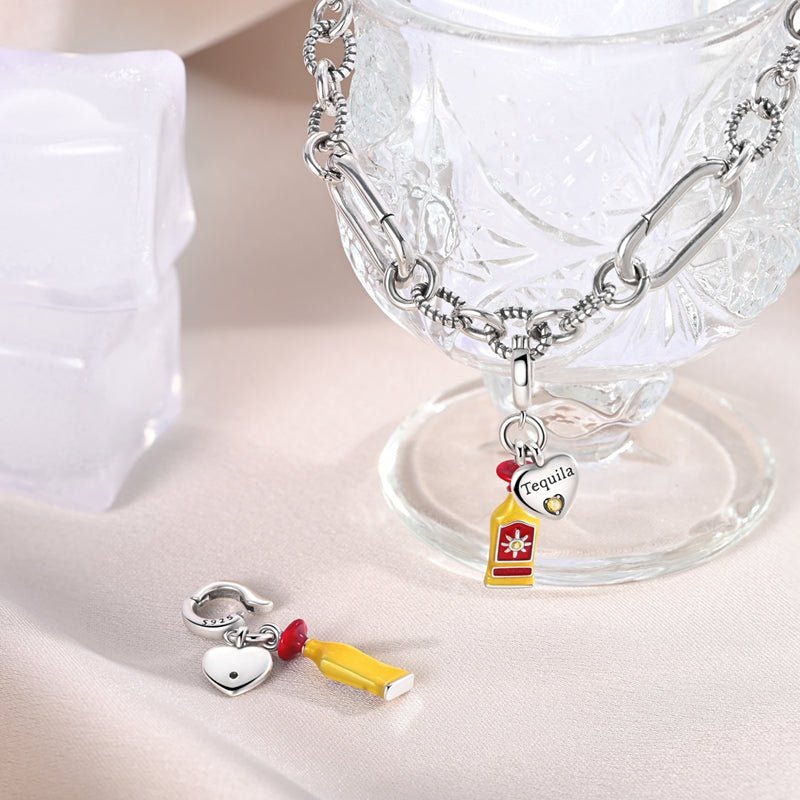 Pangama Jewelry Tequila Bottle & Heart “Tequila Lover” Dangle Charm