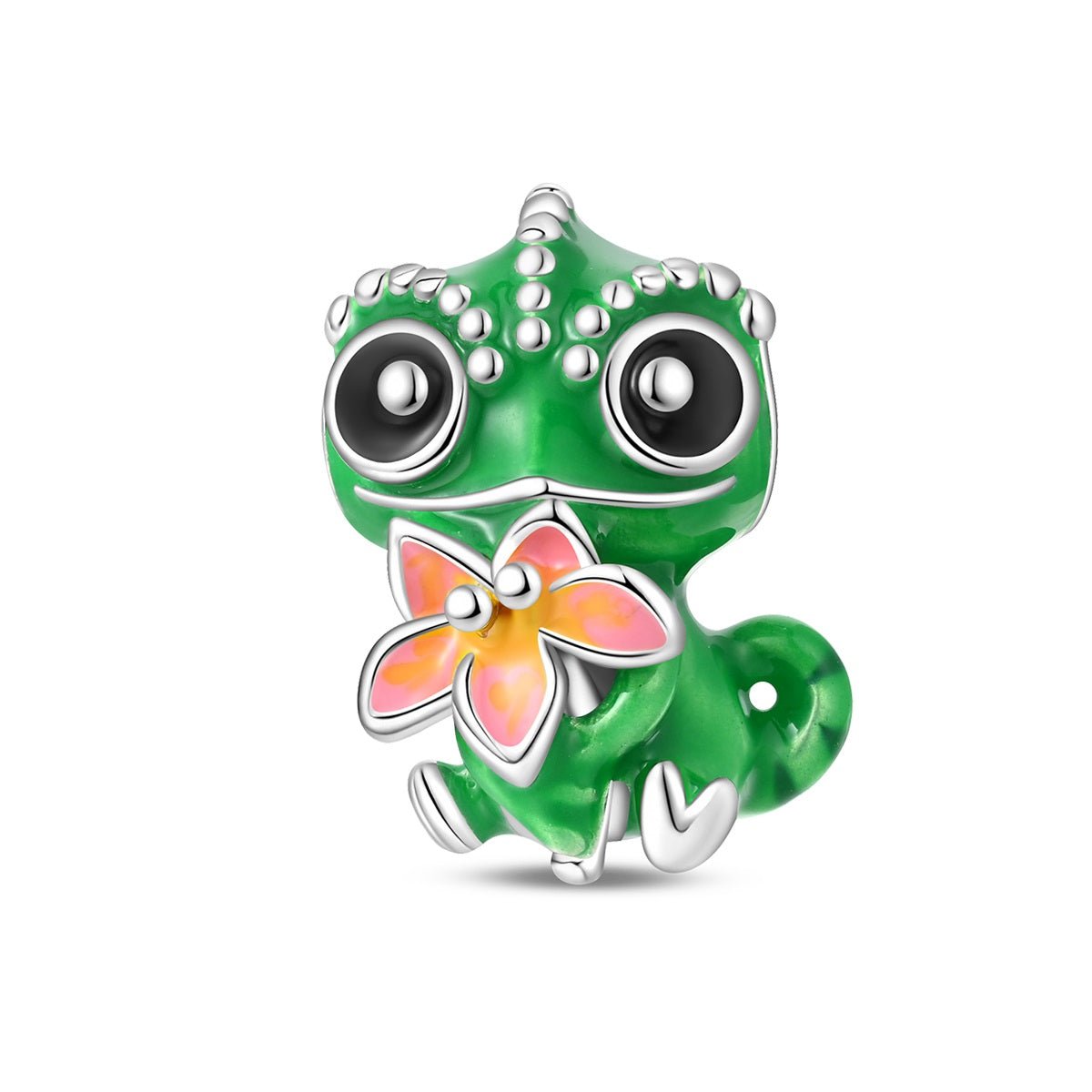 Pangama Jewelry Thermochromic Color - Changing Baby Chameleon with Flower Charm