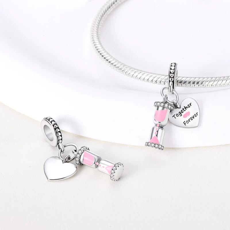 Together & Forever Hourglass Pink Dangle Charm