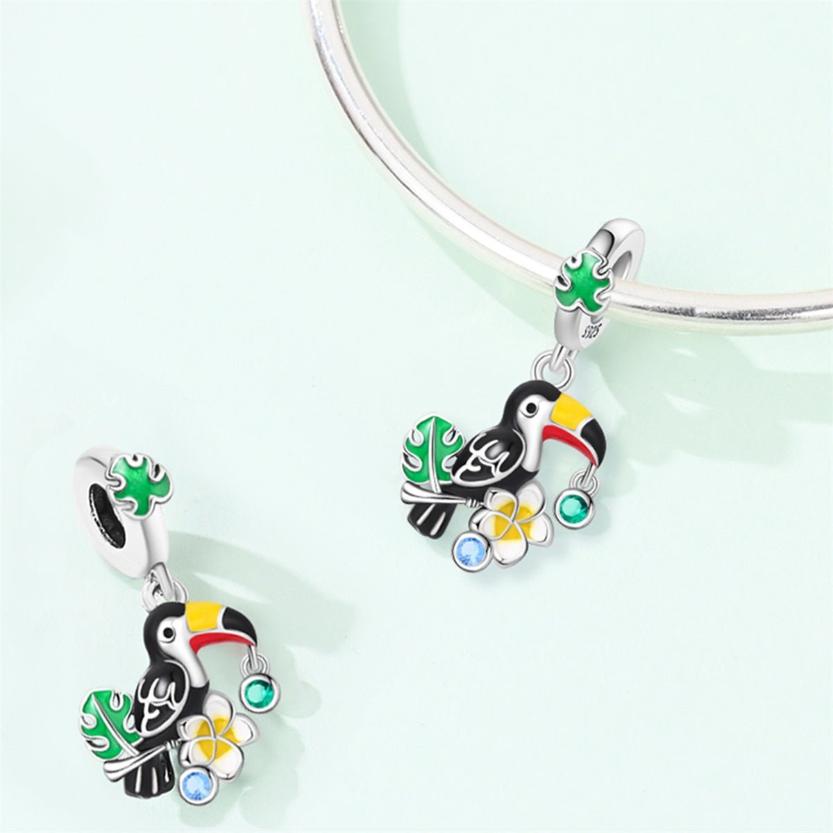 Pangama Jewelry Toucan, Monstera Leaf & Plumeria Dangle Charm