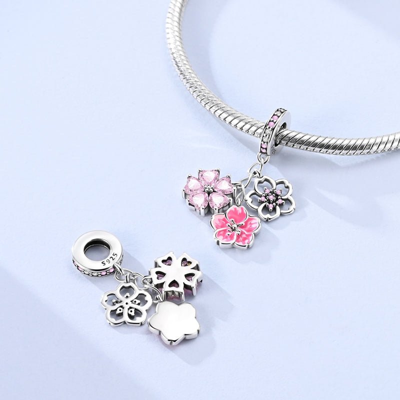 Pangama Jewelry Triple Cherry Blossom Dangle Charm