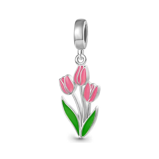 Tulip Flower Bouquet Dangle Charm