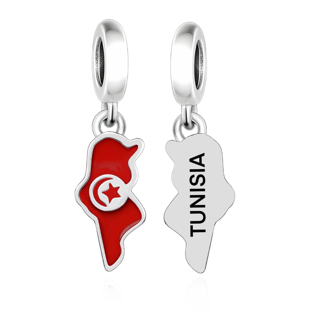Pangama Jewelry Tunisia Map Flag Dangle Charm
