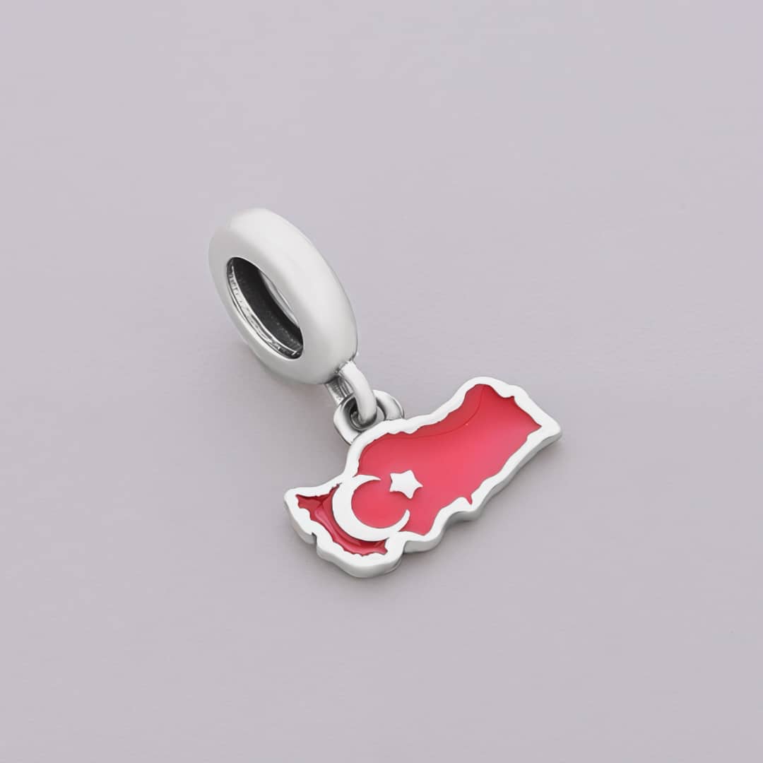 Pangama Jewelry Turkey Map Flag Dangle Charm