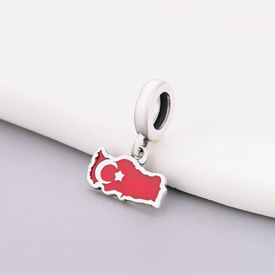 Pangama Jewelry Turkey Map Flag Dangle Charm