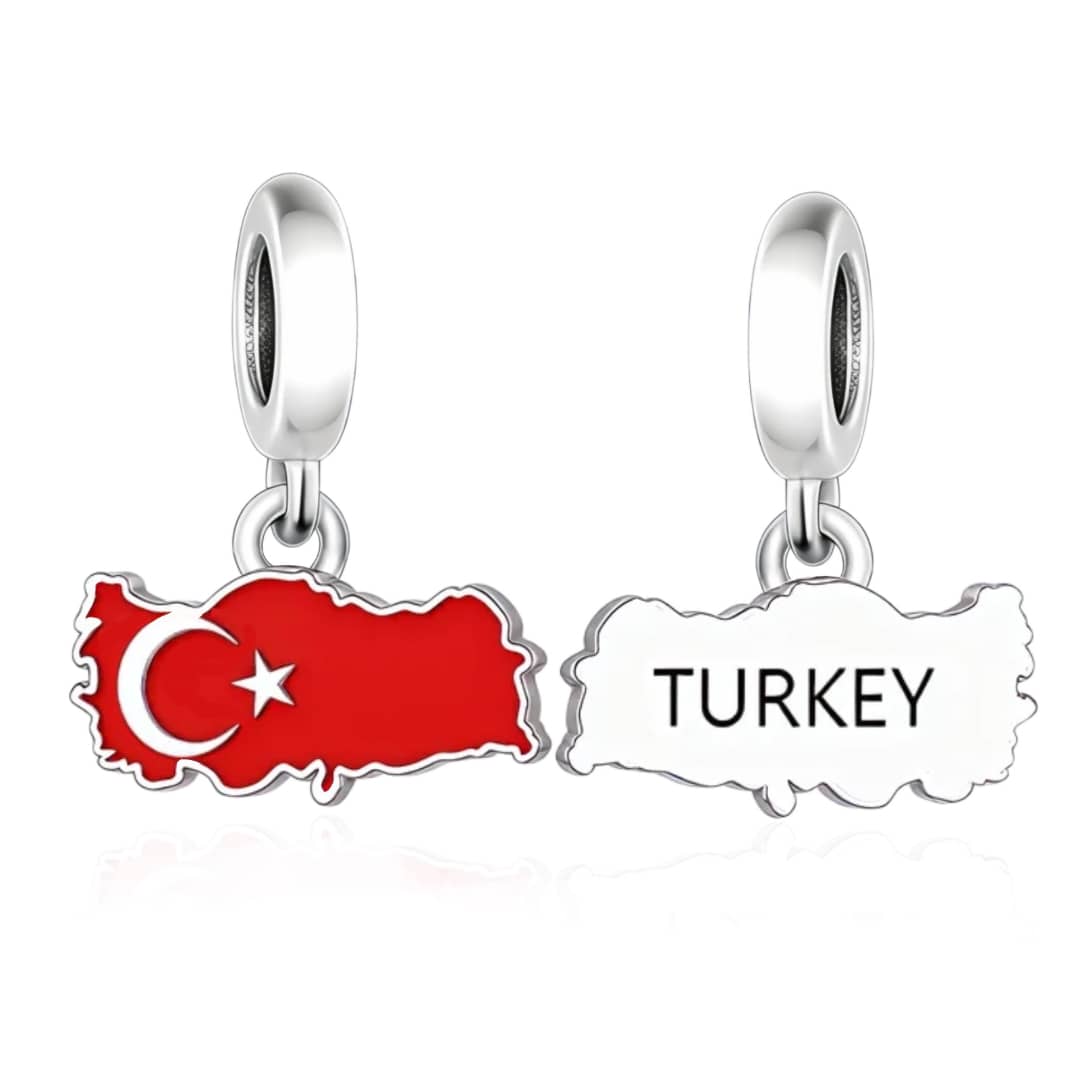 Pangama Jewelry Turkey Map Flag Dangle Charm