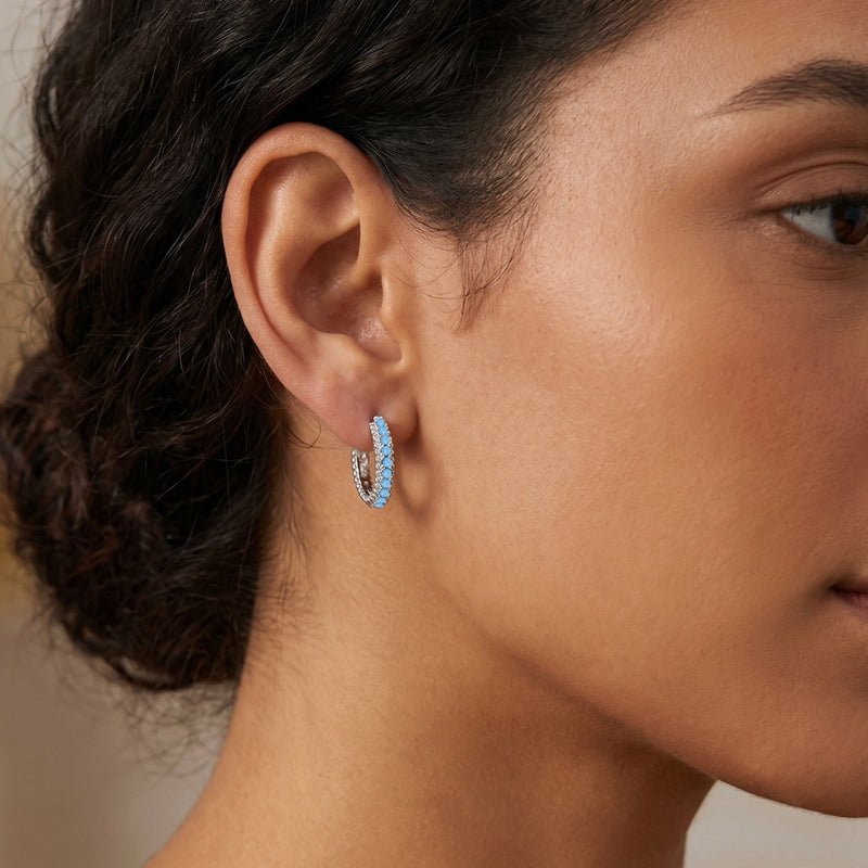 Pangama Jewelry Turquoise Beaded Hoop Earrings