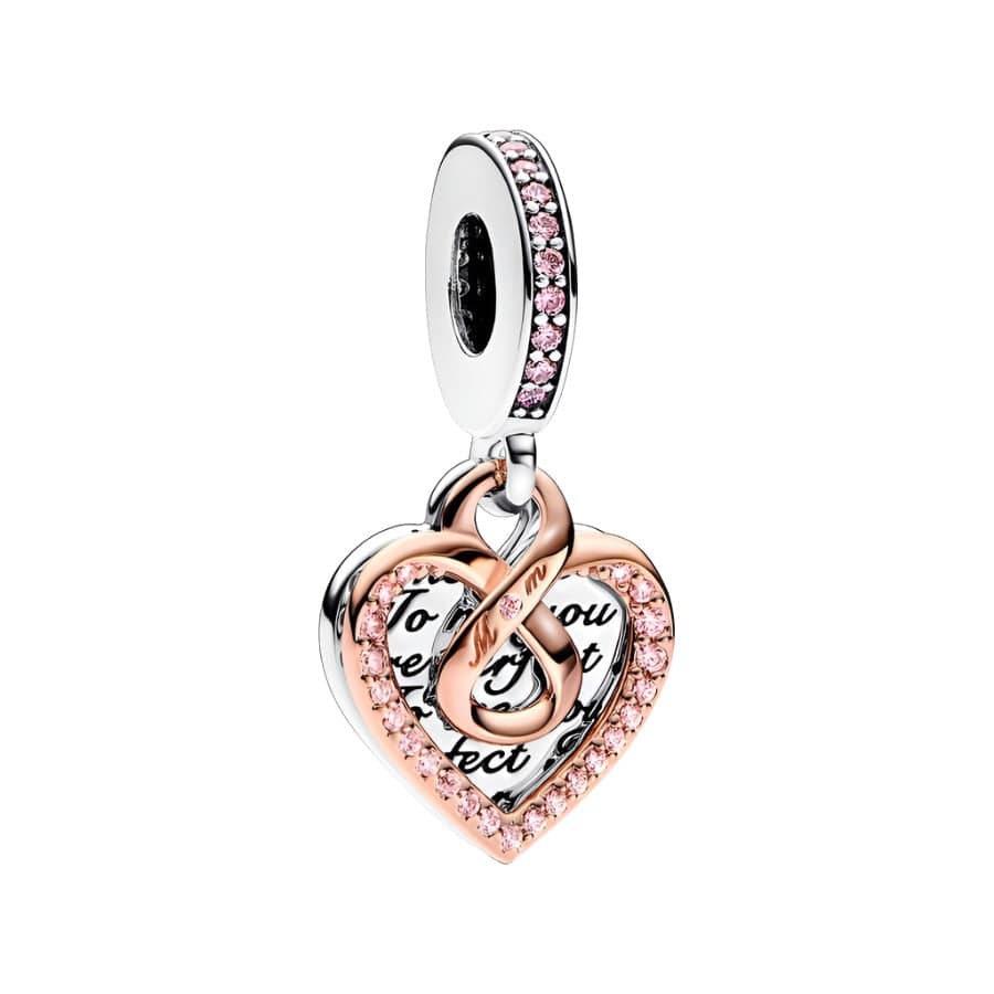 Two-tone Infinity Heart Double Dangle Charm