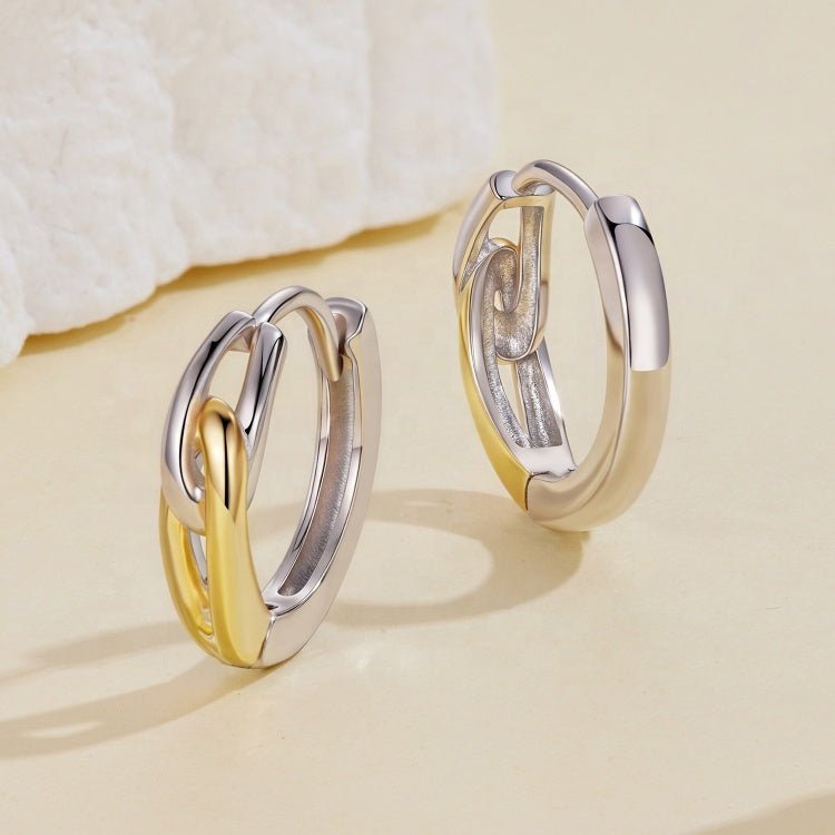 Pangama Jewelry Two - Tone Interlocking Loop Hoop Earrings
