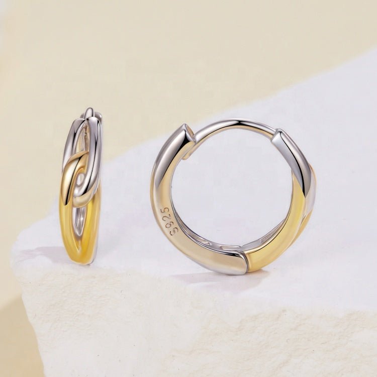 Pangama Jewelry Two - Tone Interlocking Loop Hoop Earrings