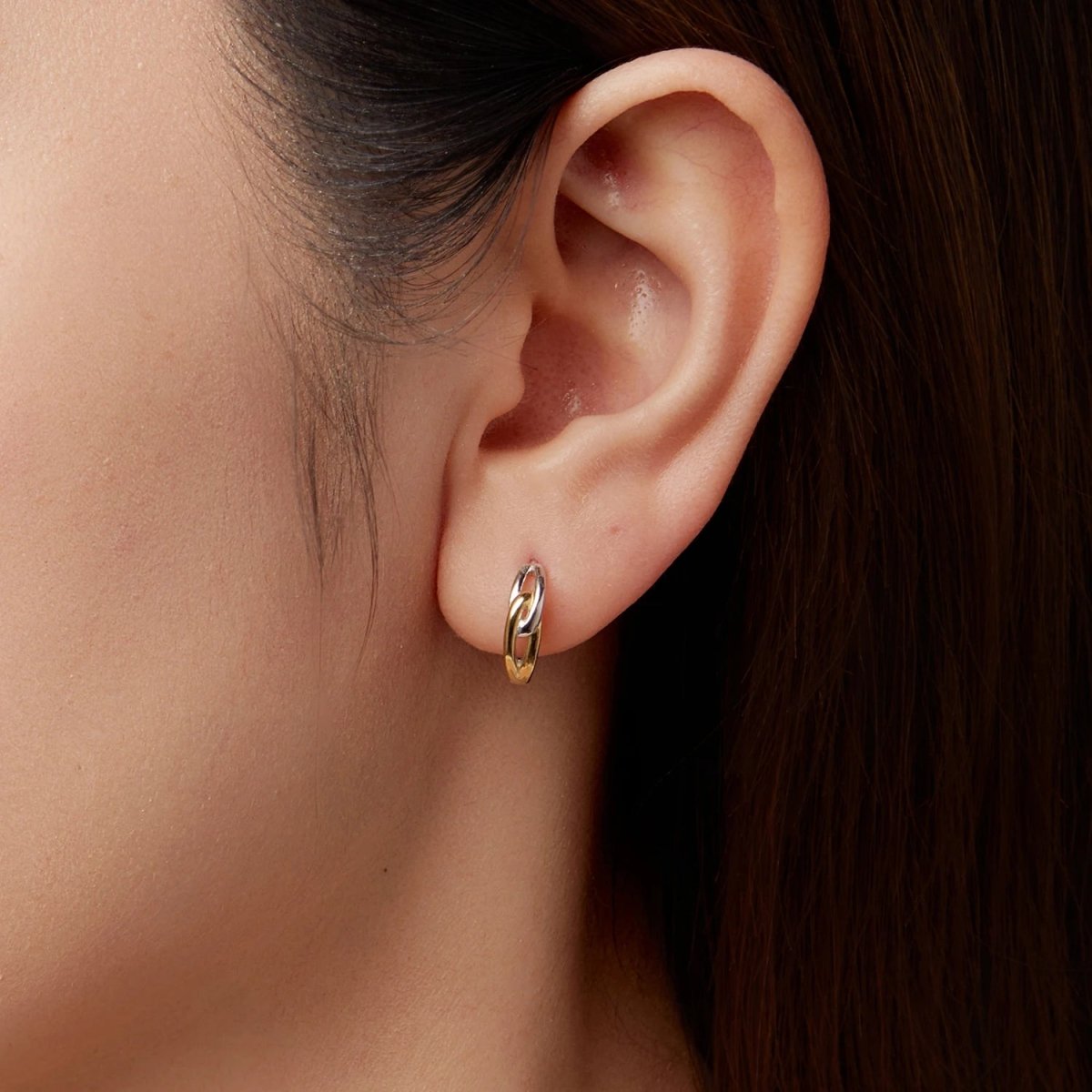 Pangama Jewelry Two - Tone Interlocking Loop Hoop Earrings