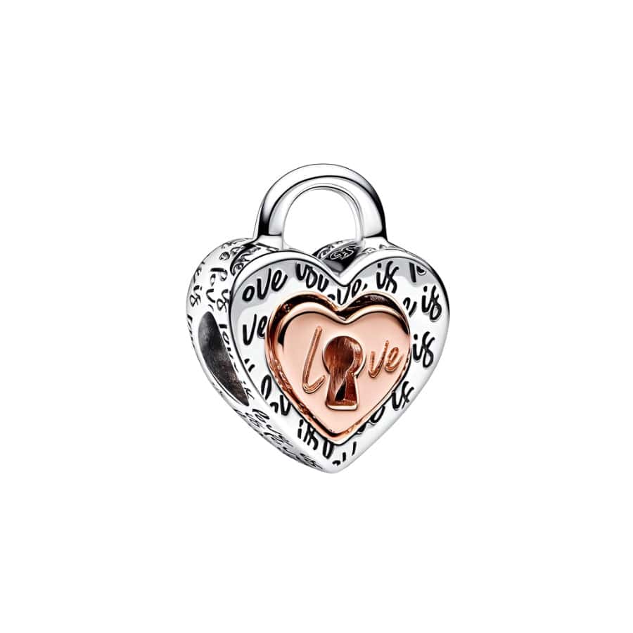 Two-tone Padlock Splittable Heart Charm