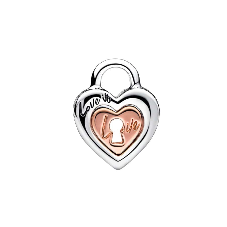 Two-tone Padlock Splittable Heart Charm