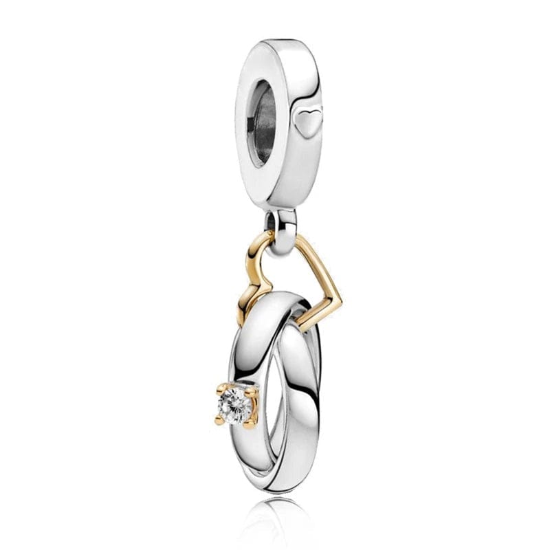 Two-tone Wedding Rings Dangle Charm