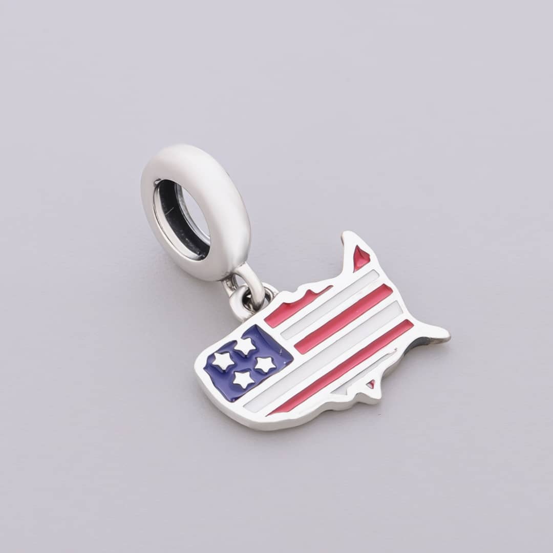 Pangama Jewelry United States Map Flag Dangle Charm