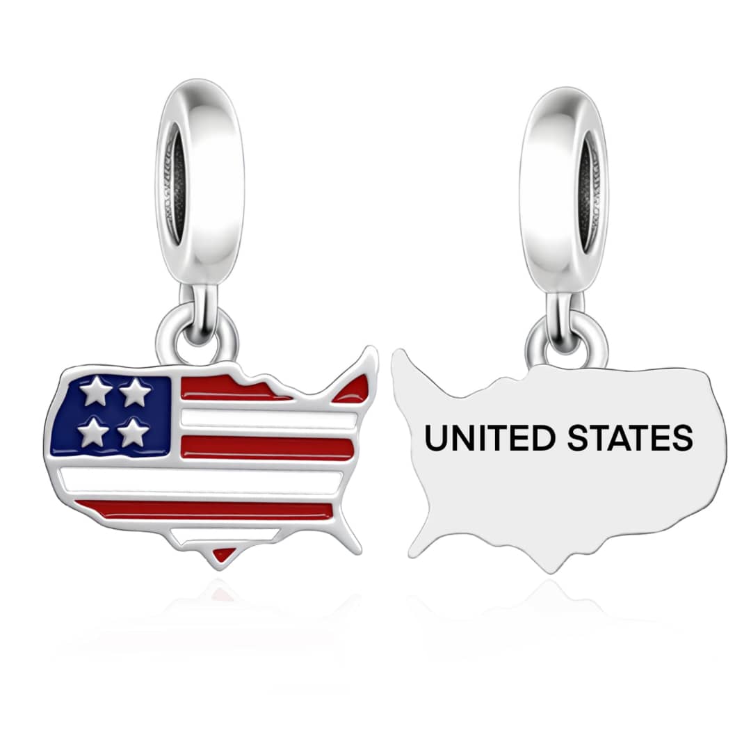 Pangama Jewelry United States Map Flag Dangle Charm