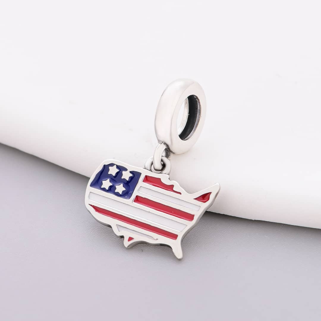 Pangama Jewelry United States Map Flag Dangle Charm