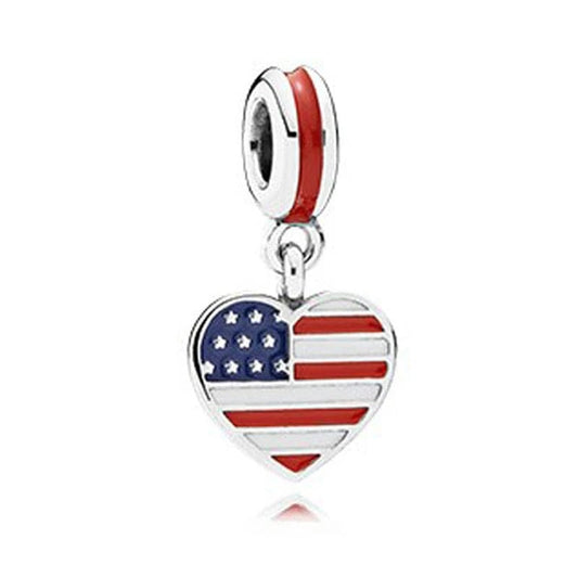 US Heart Flag Dangle Charm