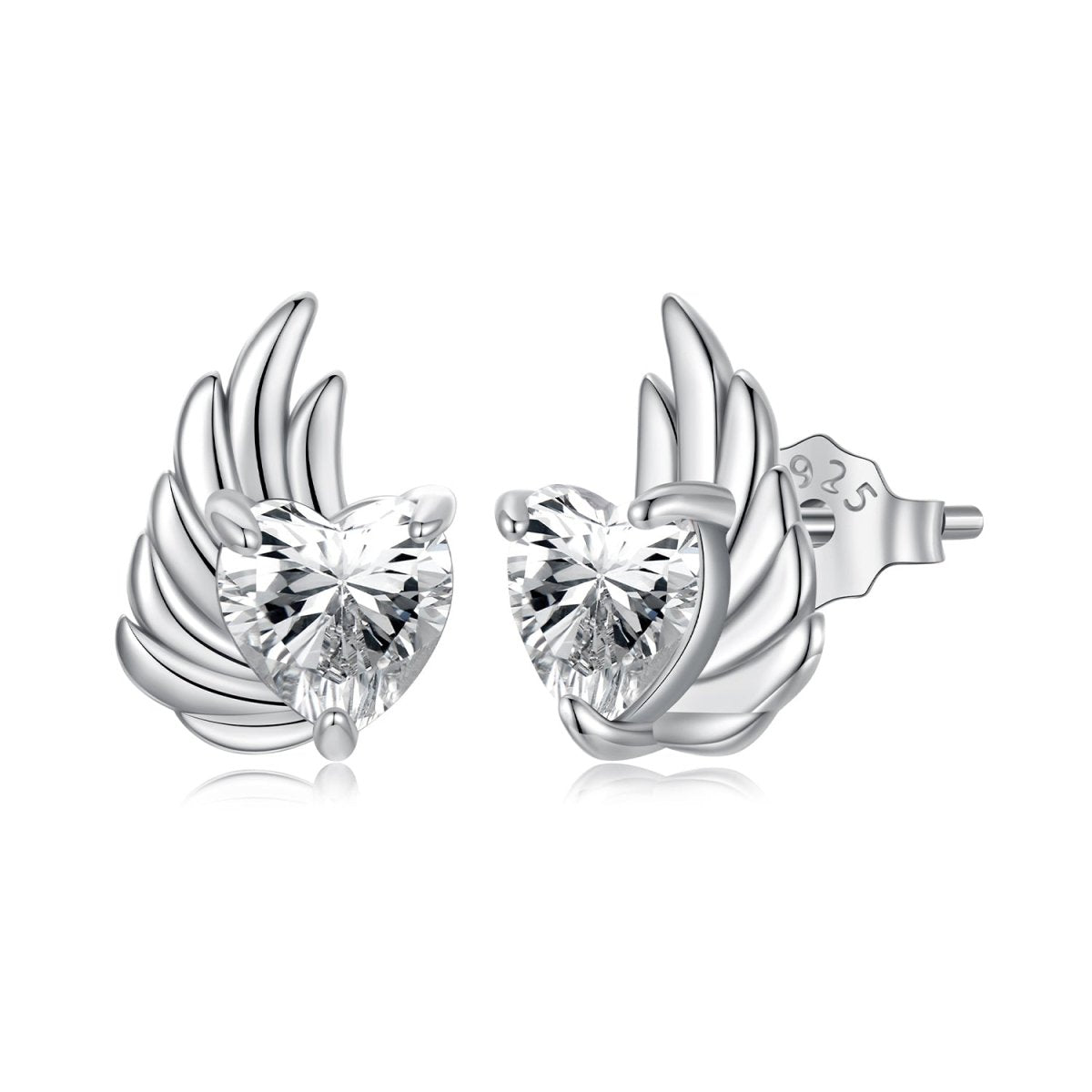 Pangama Jewelry Winged Heart Sparkle Stud Earrings
