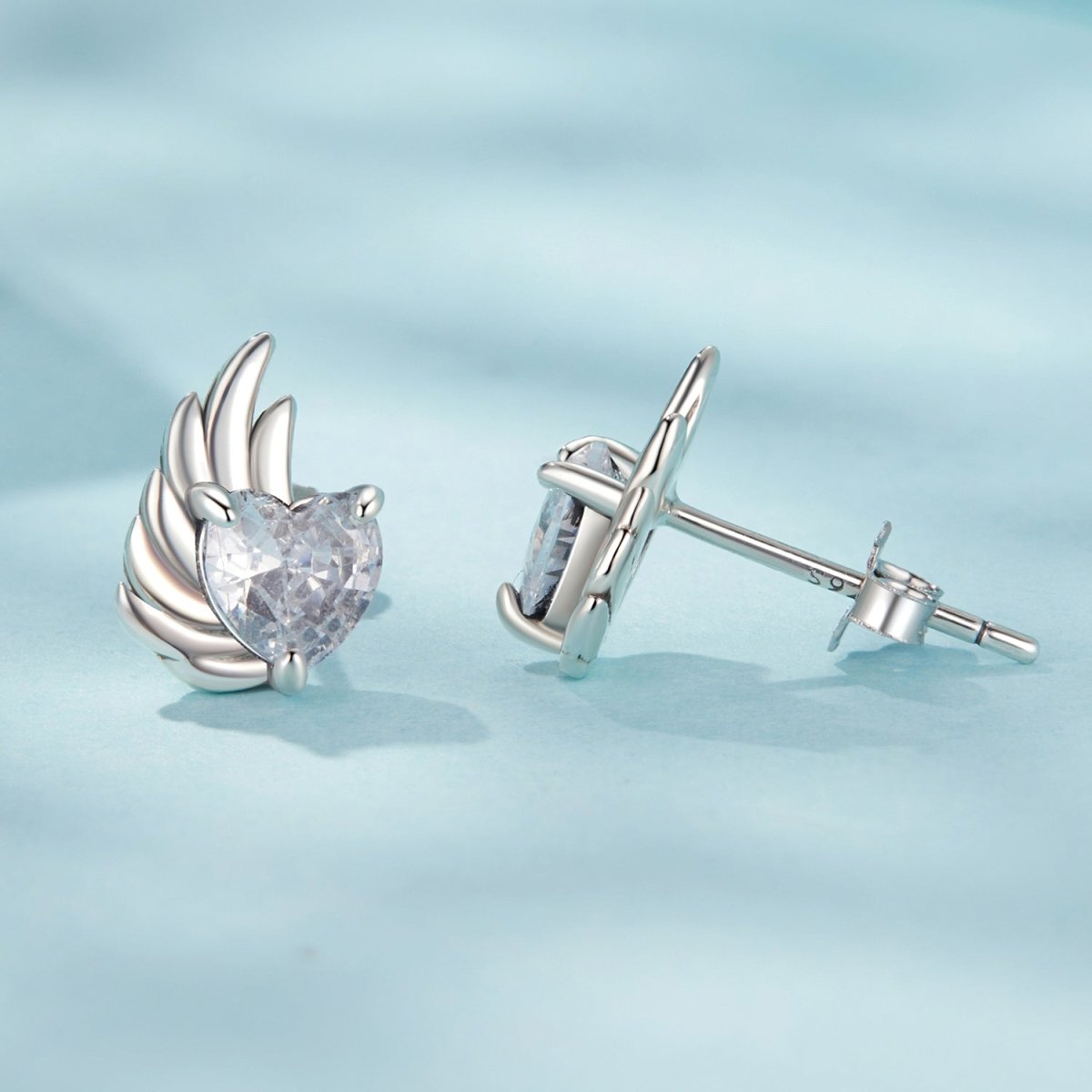 Pangama Jewelry Winged Heart Sparkle Stud Earrings