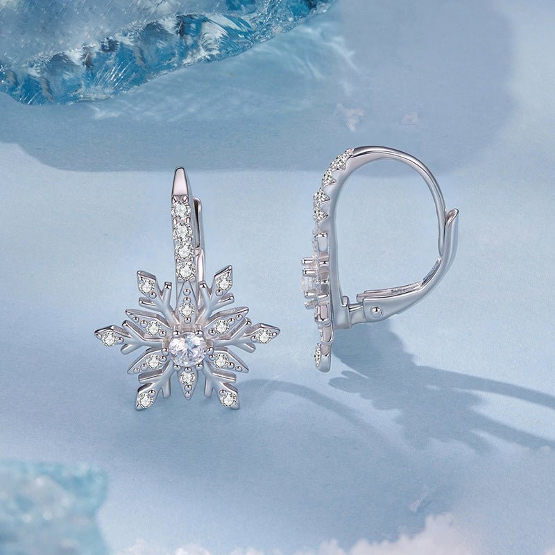 Pangama Jewelry Winter Crystal Snowflake Hoop Earrings
