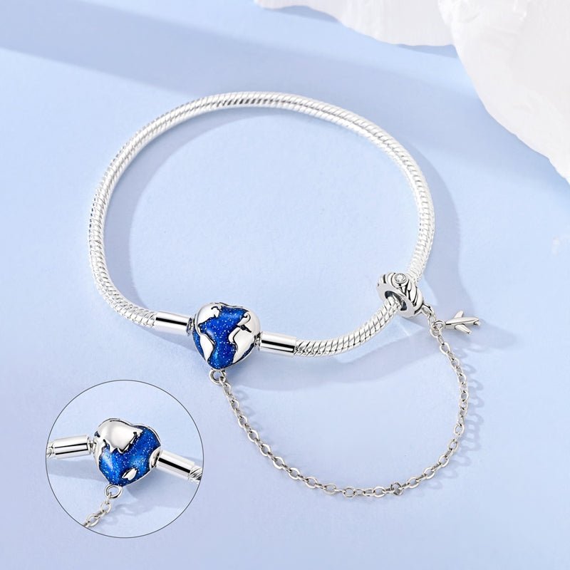 Pangama Jewelry World Map & Airplane Safety Chain Bracelet